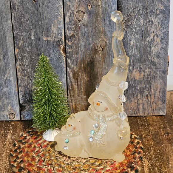 Charming Vintage Christmas Snowman and Snow Baby Figurine - Retro Holiday Decor - Picture 8 of 8